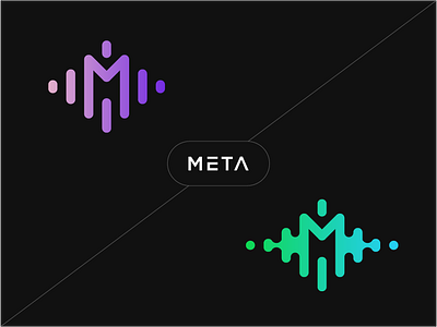 Logo Concepts for a Music Licensing company gradient logo m music sound waves