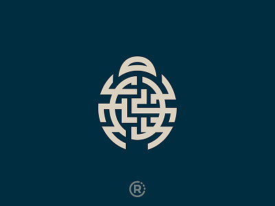 Scarab + Maze beetle logo maze scarab vector