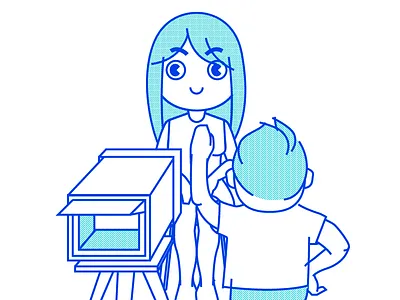 take a photo character drawing illustration photo vector