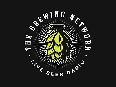 The Brewing Network beer bomb brewery brewing character design distillery hop hops icon illustration live logo radio retro vintage
