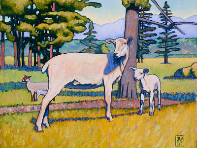 Hey Ewe There illustration painting