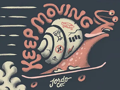 Keep Moving illustration ipadpro lettering procreate punk retro supply skateboard skating snail