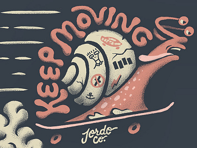 Keep Moving illustration ipadpro lettering procreate punk retro supply skateboard skating snail