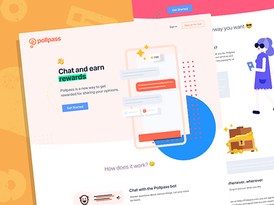Pollpass.com homepage illustration landing page pollpass rewards