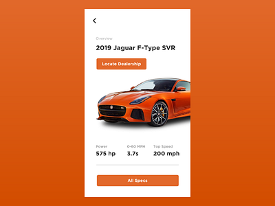 Daily UI - Jaguar F Type SVR app car cars clean jaguar mobile orange svr ui ux