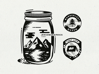 Mountain & Camp Life Badges adventure badge camping hiking icon illustration label logo mountain patch retro design tattoo art travel vector vintage badge wanderlust