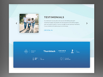 Testimonial and Icons Section blue clean colors design gradient icon simple text ui ux vector white