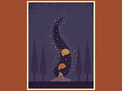 Campfire camp fire camping digitalart digitaldesign graphicdesign illustration illustrator space travelposter universe vector