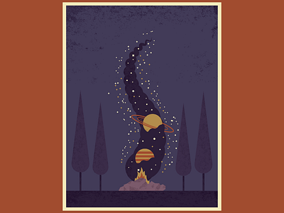 Campfire camp fire camping digitalart digitaldesign graphicdesign illustration illustrator space travelposter universe vector