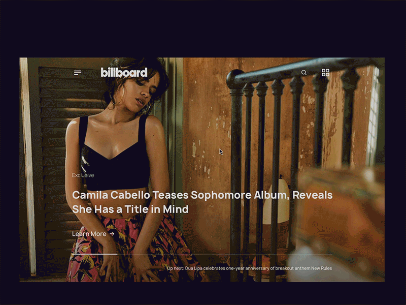 Billboard UI animation billboard design interaction music ui ux