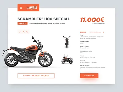 Daily UI 096 - Currently In-Stock daily ui dailyui ducati ducati scrambler ecommerce in stock minimal moto motorcycle ui ux
