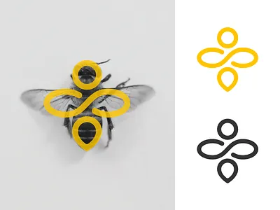 Pure Honey bee beekeeper branding flat honey identity logo mark symbol
