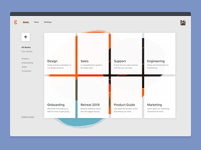 Team handbook app - Gretel app books business desktop documentation saas teams ui ux watercolor web web app