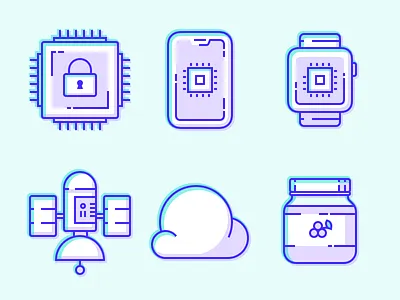 Neon Icons chip cloud grapes green icon icons illustration iphone jam jar mobile neon phone purple satellite secure watch