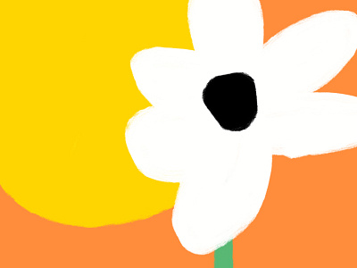 ☀️ black flower illustration orange sun white yellow