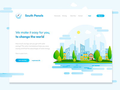 03. Landing Page app blue clean design flat icon illustration logo minimal typography ui ux vector web website