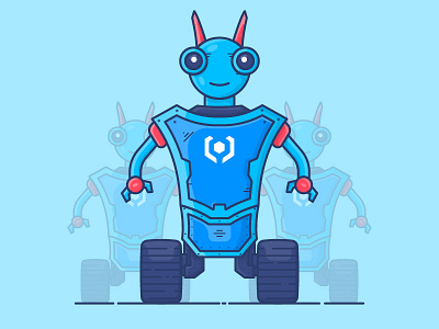 BlueBot abstract design icon iconography illustration line art logo outline robot