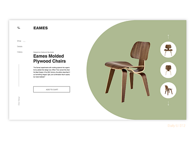 Daily UI #012 - E-commerce (Single Item) 012 adobexd chair dailyui dailyui012 dailyuichallenge design eames chair ecommence ui userinterface