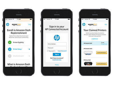 Amazon - Printer Setup amazon design hp mobile ui ux web