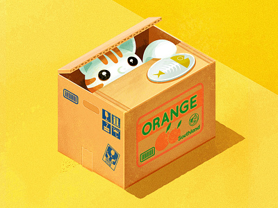 Cat Coin Box cat illustration isometric