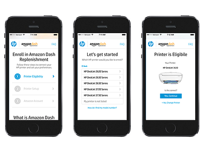Amazon - Printer Eligibility amazon design hp mobile ui ux web