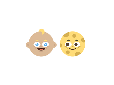 Baby Moon baby character cute emoji flat moon simple