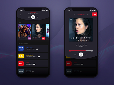 Radio App app black dark design gray interface music radio spotify streaming ui ux