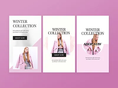 Social Media Ads ads banner collection design facebook instagram pink pinterest sale social media winter