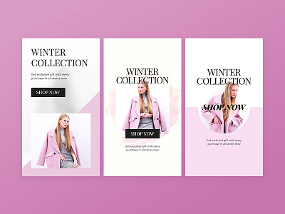 Social Media Ads ads banner collection design facebook instagram pink pinterest sale social media winter