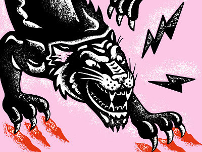 Angry Kitty angry cat illustration japanese lightening bolt logo panther roar tattoo tattoo art texture tiger
