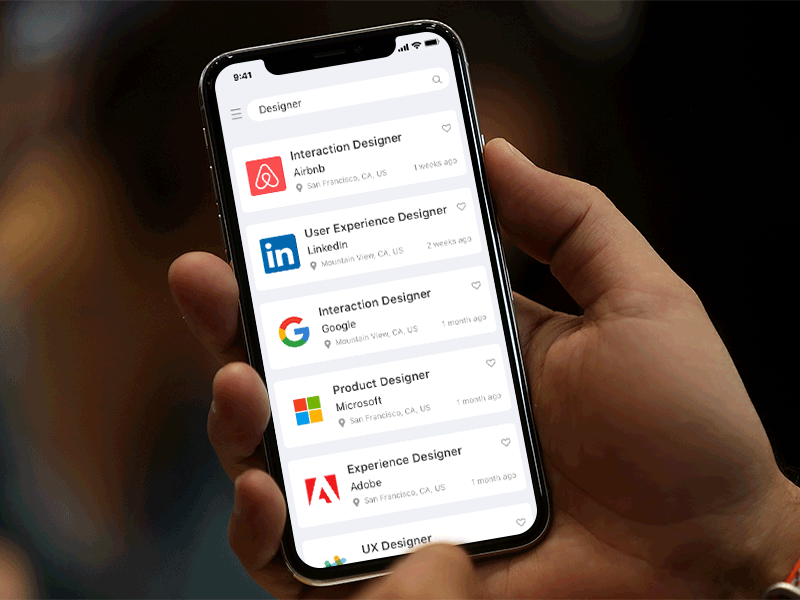 Daily UI #050 - Job Listing animated animation app dailyui design job listing mobile mobile app principle ui