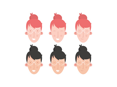 Faces, work in progress character color faces flat ginger girl glasses hair smile teacher thin women