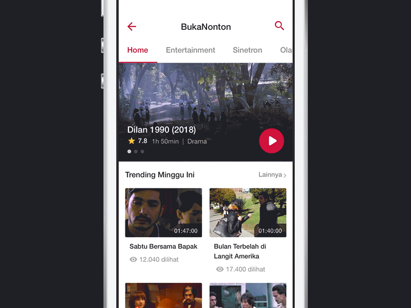 BukaNonton Homepage animation application ecommerce flat light minimal movie simple streaming video
