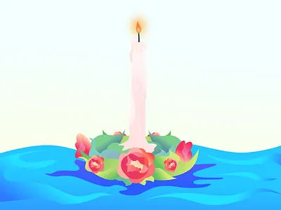 Candle long lost candle design flower gradients love rip water