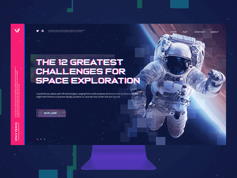 Space Screen after effects animaiton astronaut design earth future glitch inteface interaction photoshop photoshop animation planet space ui ux