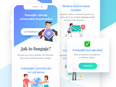 Mobile Landing | Unicash benda crypto design dribbble exchange filip filipbenda gradient illustration interface landing ux