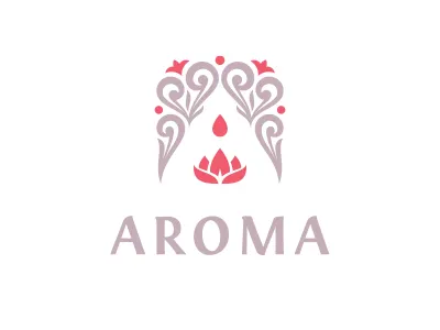Aroma a aroma drop essence extract feminine flower letter a logo lotus nature