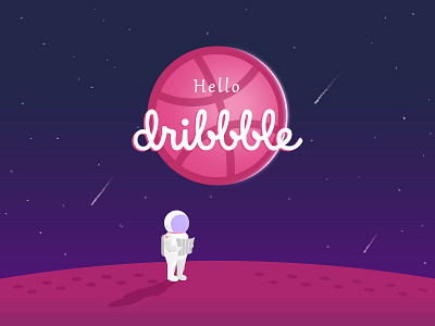 Hello Dribbble! astronaut dribble hello