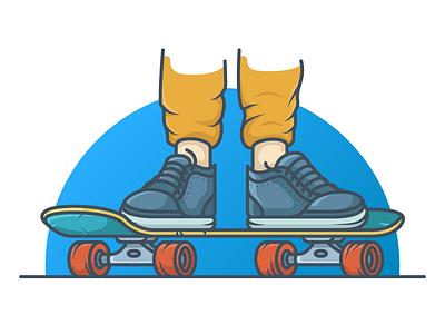 Skateboard cruising icon illustration minimal skateboard skateboard illustration skateboarder skateboarding sneaker vector wheels