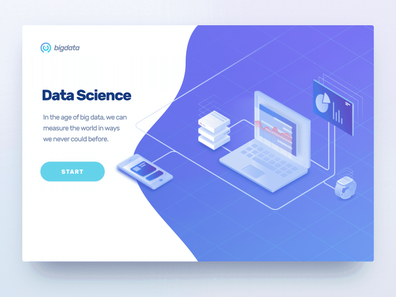 Data flow animation big data blue data science illustration isometric ui ux vector