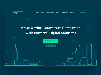 Briteauto Homepage clean colorful illustration inline landing page minimal responsive ui ux web design website