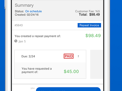 Repeat Invoice Detail app app design appdesign design ios iphone iphone ui mobile app mobile app design ui ux