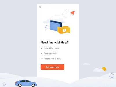 Get Loan - Popup Design app car concept executive graphic illustration loan