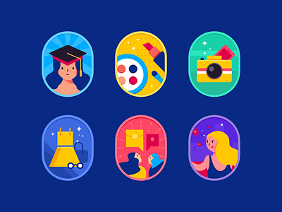 Some Badges badge camera cellphone chat design girl icon illustration makeup red packet skirt well read