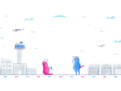 Vanished! airplanes clouds design divio graphic design illustration minimal runway simple windows