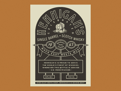 Hennigan's Label illustration label logo monoline scotch simple texture type typography vector vintage whiskey