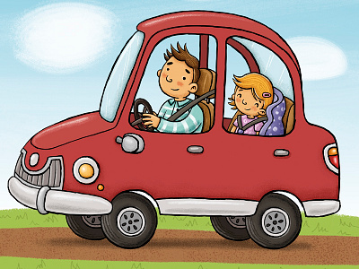 Road trip with dad car dad digitalillustration illustration photoshop road trip