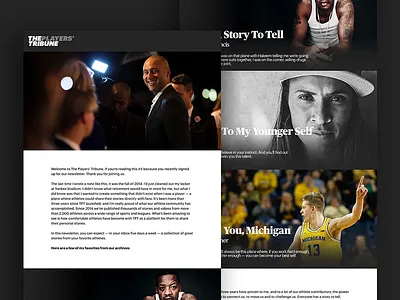 Players' Tribune Newsletter branding color creative design layout minimal typography ui ux