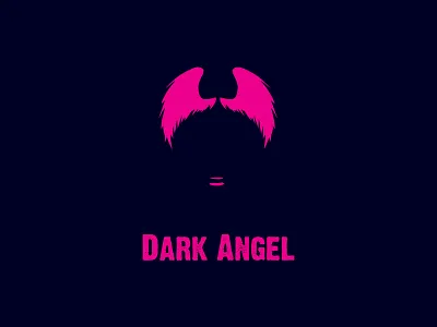 Dark Angel Logo angel hair identity design lips logo design mouth navy negative space pink wings woman