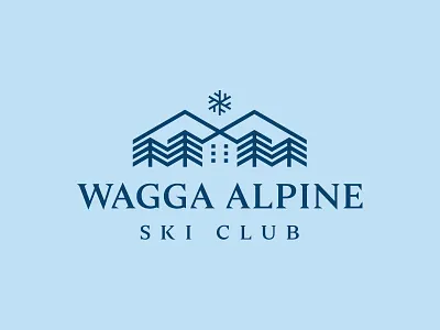 WASC Logo design flat geometric icon illustration logo mountain mountains snow snow flake snowflake tree trees typography vector wagga